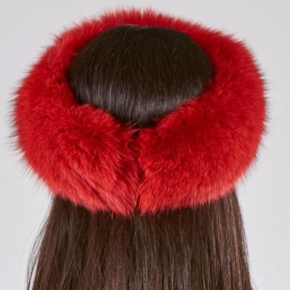 Red Fur Hat Women’s Winter Statement Fluffy Soft Cold Weather main image 7